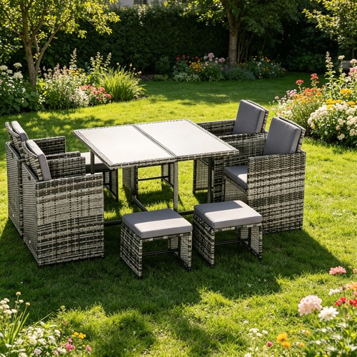 Rattan garden furniture cube - garden,