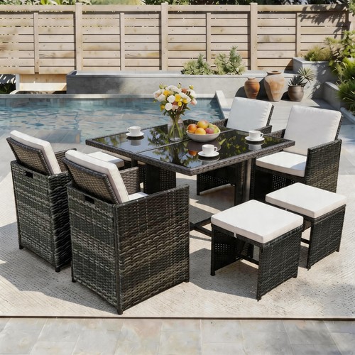 Rattan garden furniture cube - garden,